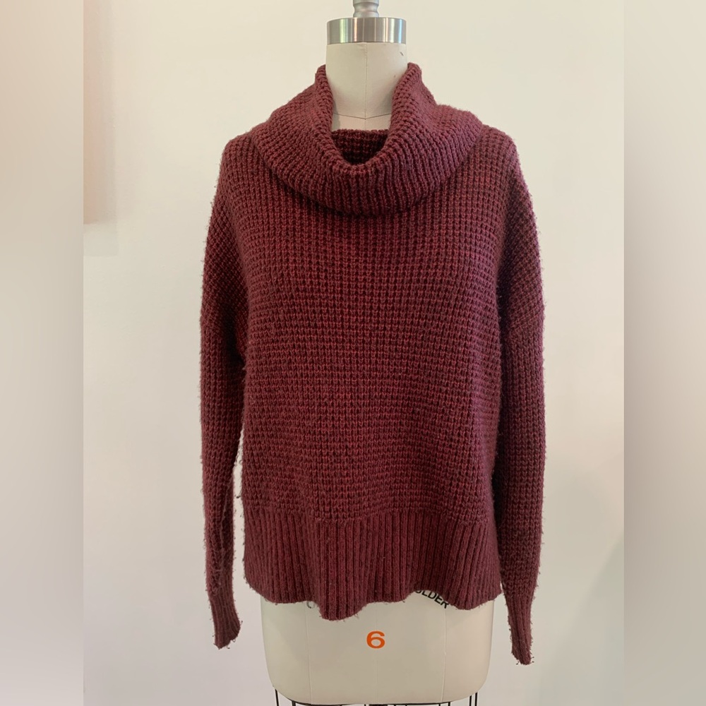 XS Merlot Sanctuary Turtle/Cowl-neck Sweater